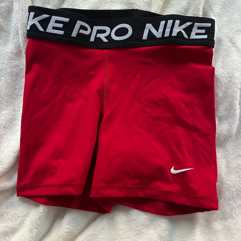 Nike Red Compression Training Shorts with Black NIKE PRO Waistband